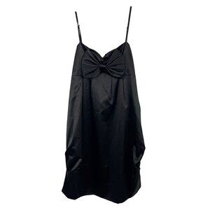 Deadstock Y2K Black Satin Bow Mini Dress Forever 21 NWT Feminine Coquette MEDIUM